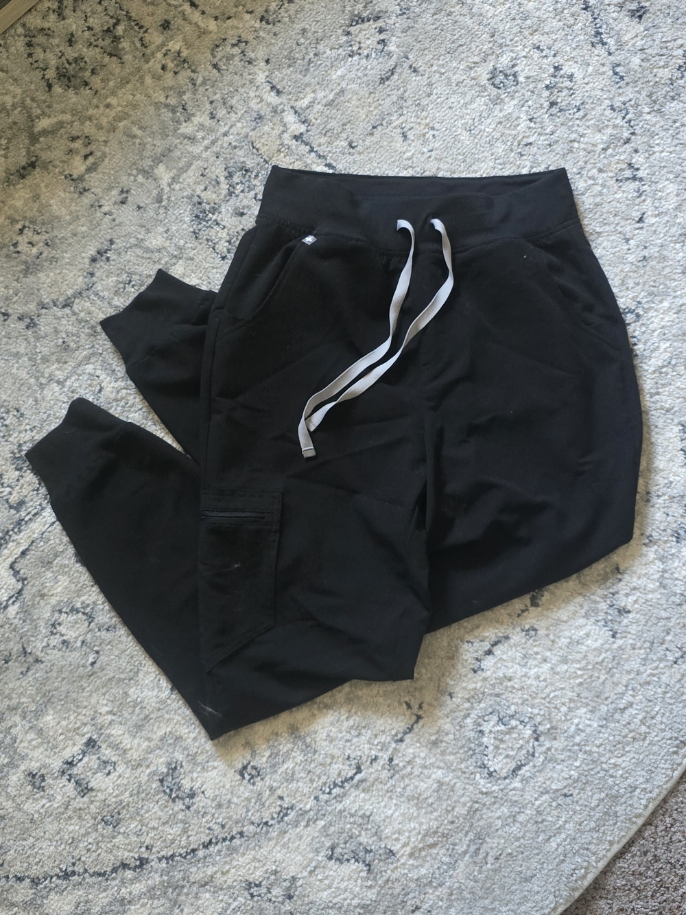 Figs Kids Black Jogger Sweatpants with White Drawstring